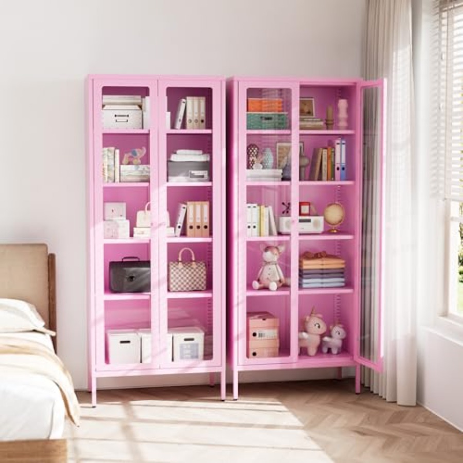 Glass Cabinet Display - 5-laags glazen vitrinekast voor thuiskantoor, woonkamer,