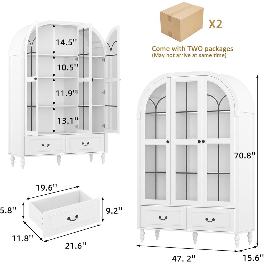 70,8'' hoge gebogen keukenkast - Glass Cabinet Display recensie en prijs