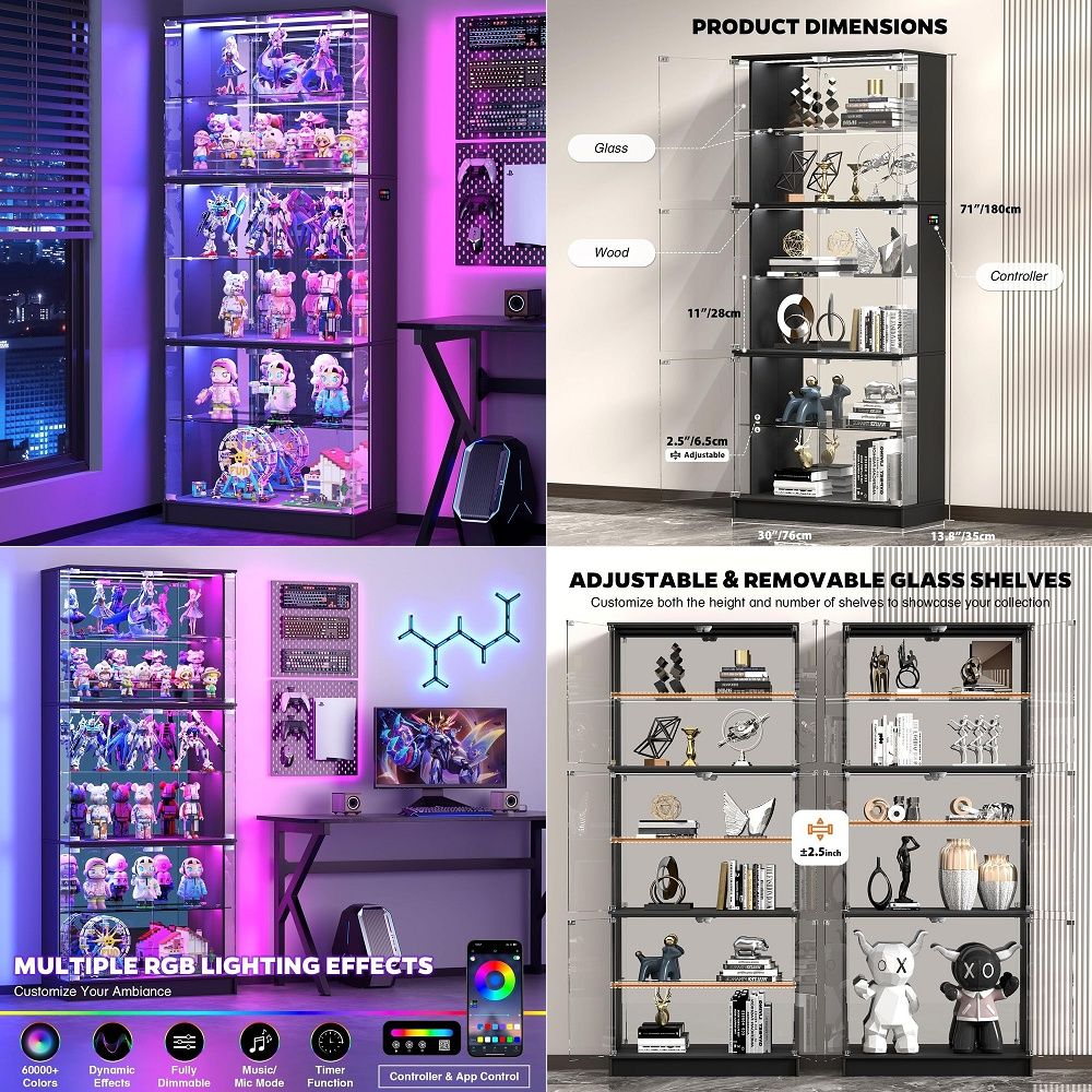 Vitrinekast met glazen deuren, - Glass Cabinet Display recensie en prijs