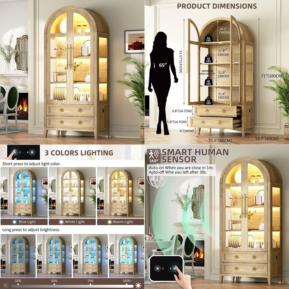 71 gebogen curiosakast met gla - Glass Cabinet Display recensie en prijs