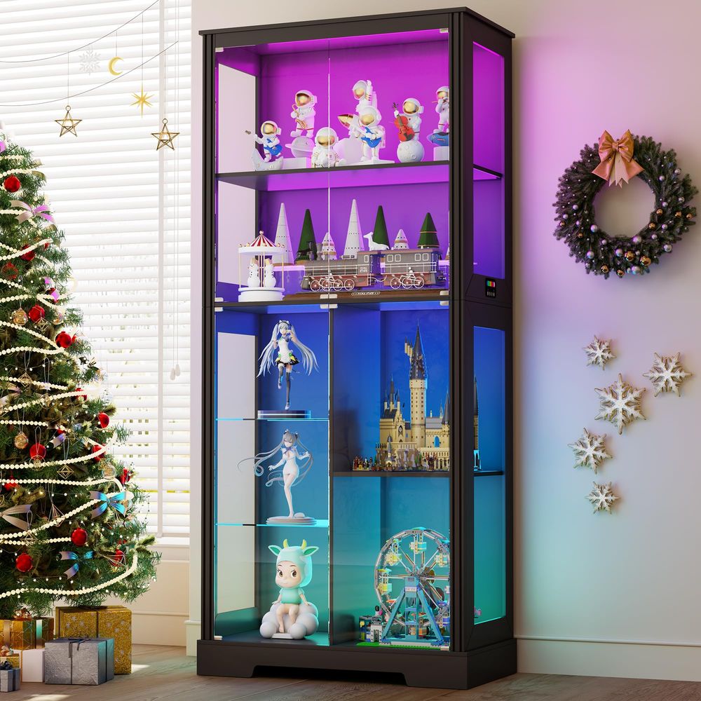 Verlichte hoekvitrinekast van  - Glass Cabinet Display recensie en prijs