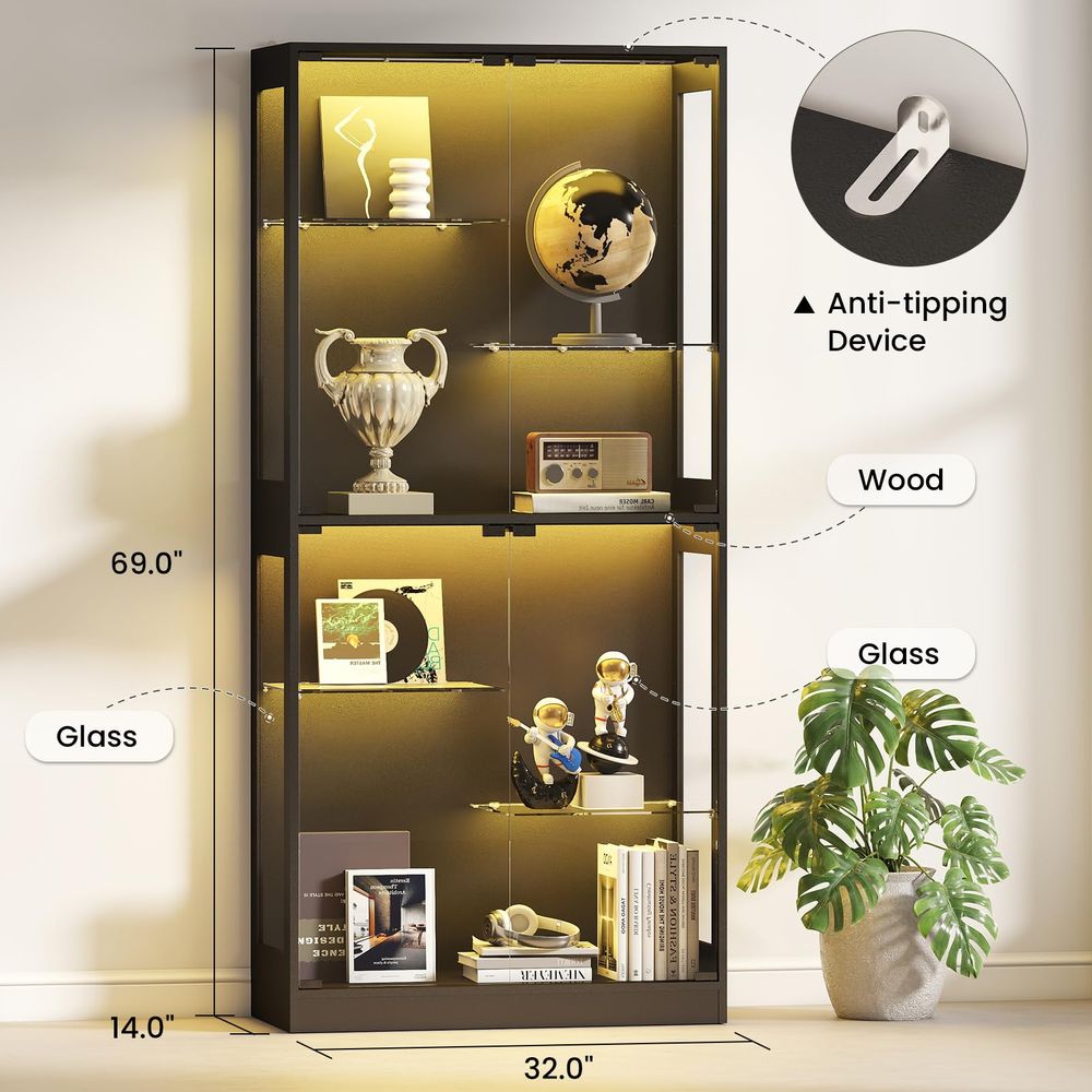 Vitrinekast met glazen deuren  - Glass Cabinet Display recensie en prijs