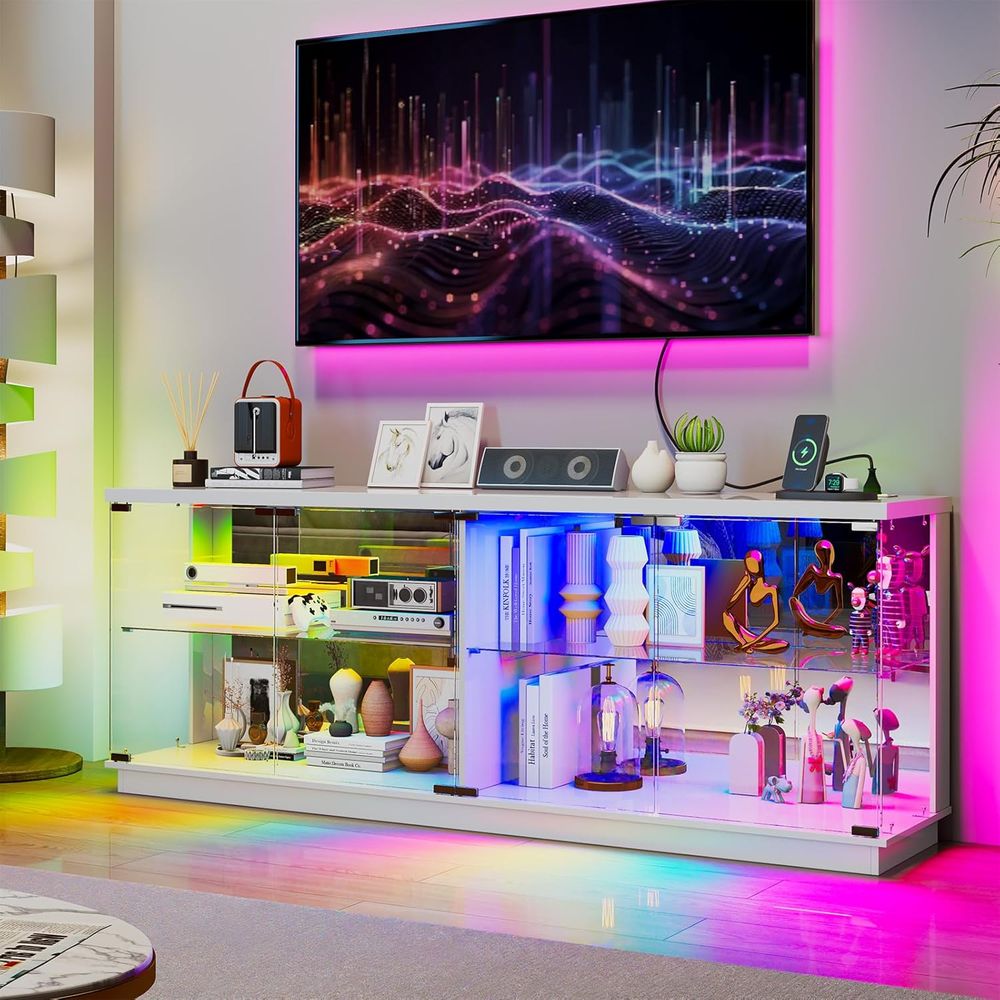 71 inch glazen tv-meubels met  - Glass Cabinet Display recensie en prijs